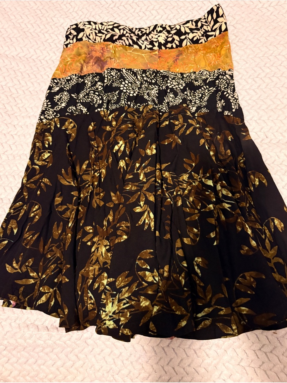Black and Gold Floral Maxi Skirt - Brand: